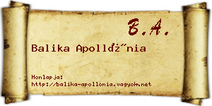 Balika Apollónia névjegykártya